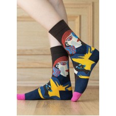 Beautiful Creative Color Paitings Cotton Mid Calf Socks