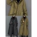 Green Plaid Fine Cotton Filled coats drawstring Zip Up Winter