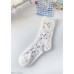 Elegant Floral Jacquard Cotton Mid Calf Socks