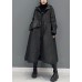 Women Black Hooded Pockets Fine Cotton Filled Witner Coat Winter