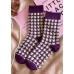 Elegant Purple Plaid Jacquard Cotton Mid Calf Socks