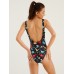 Women Cartoon Dinosaur Print Open Back One Piece Beach Swimwear