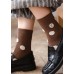 Simple Embroidery Print Cotton Mid Calf Socks