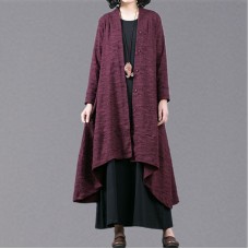 Elegant purple Jacquard maxi coat trendy plus size baggy large hem asymmetrical design trench coat fine patchwork Coat