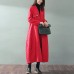 boutique red maxi coat trendy plus size V neck baggy Coats fine Jacquard wool coat