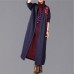 Fashion blue maxi coat oversized embroidery baggy trench coat New side open Coat